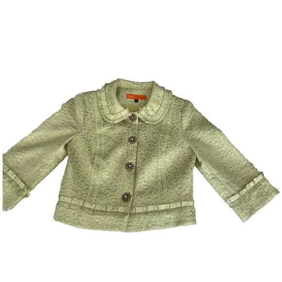 Vintage Cynthia Steffe Brocade Floral Short Cropped Suit Jacket Sz 2 - Picture 1 of 9